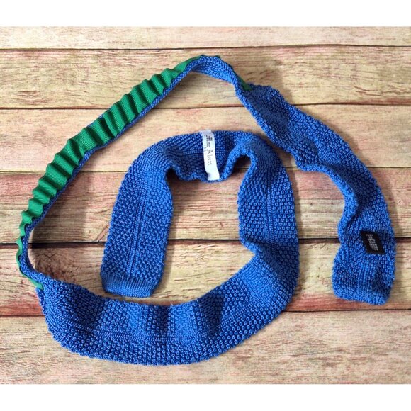 Vintage Square End Silk Skinny Knit Blue Tie Mac Alan 1831 Retro MINT - Picture 6 of 8